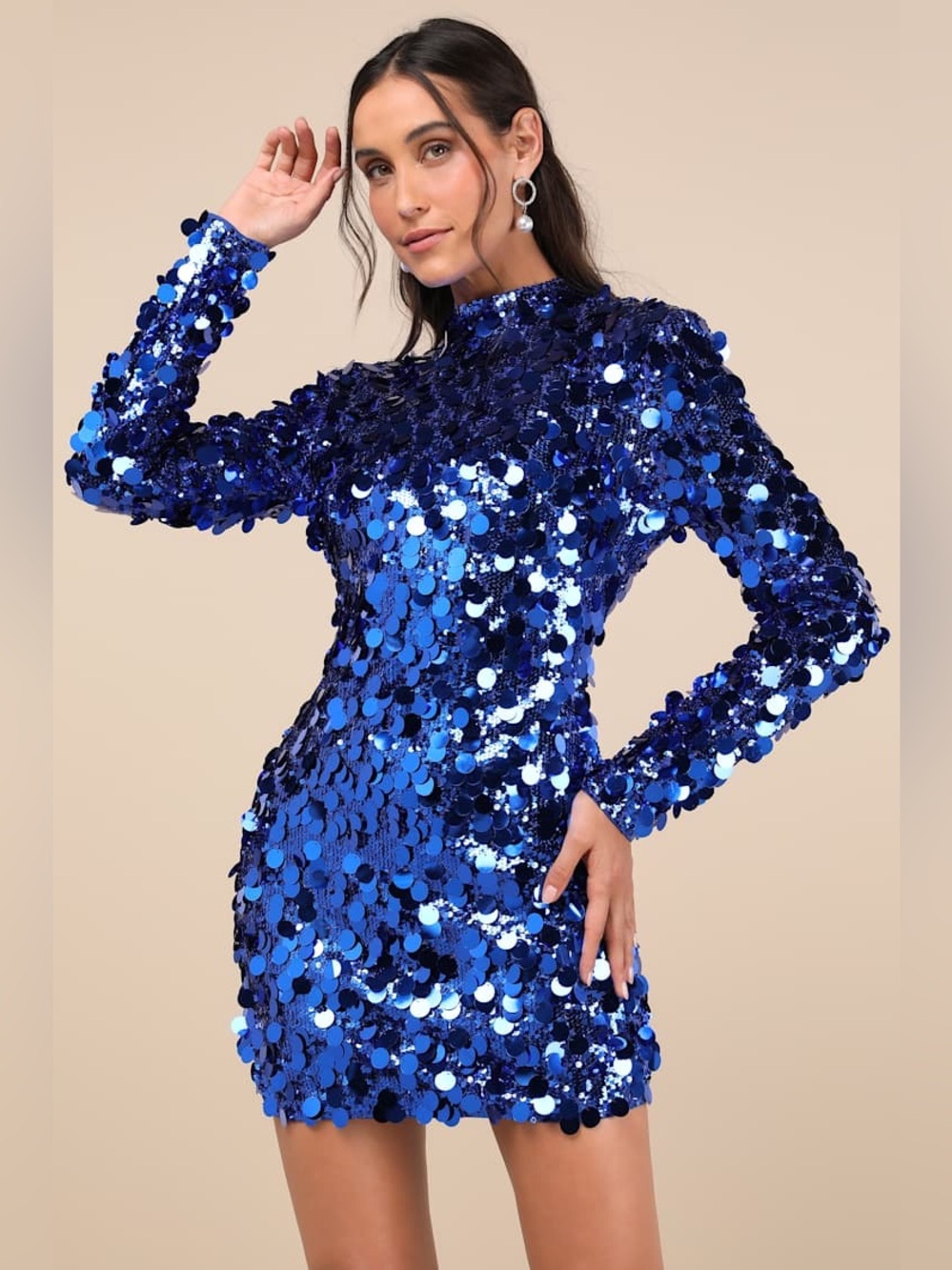 Lulus Brilliant Behavior Royal Blue Sequin Backless Mini Dress NWT Sz XL $98